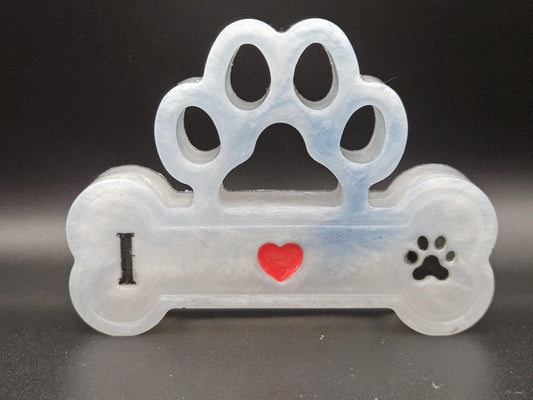Dog Memorial Gift Set – Resin Paw Print, Bone Keepsake & “I Love My Dog” Sign
