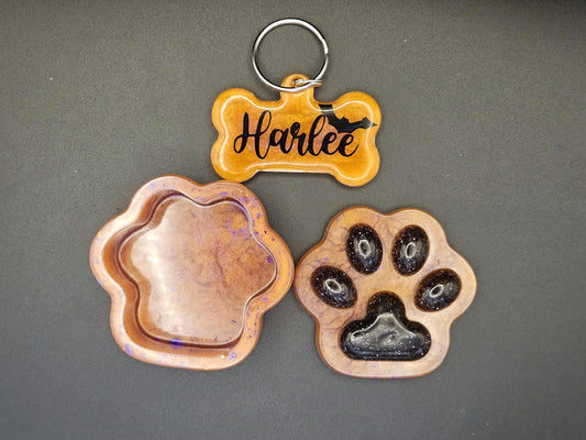 Paw & Bone Duo – Custom Tag + Matching Keychain