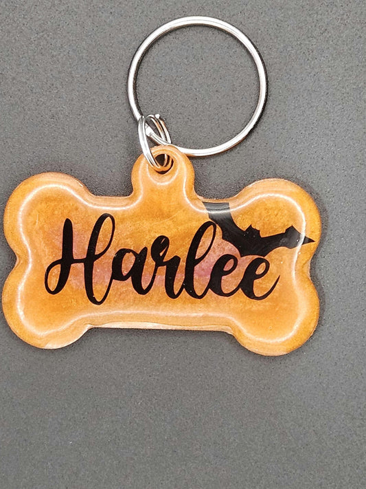 Custom Resin Dog ID Tag – Handmade Bone Design in Seasonal Colors