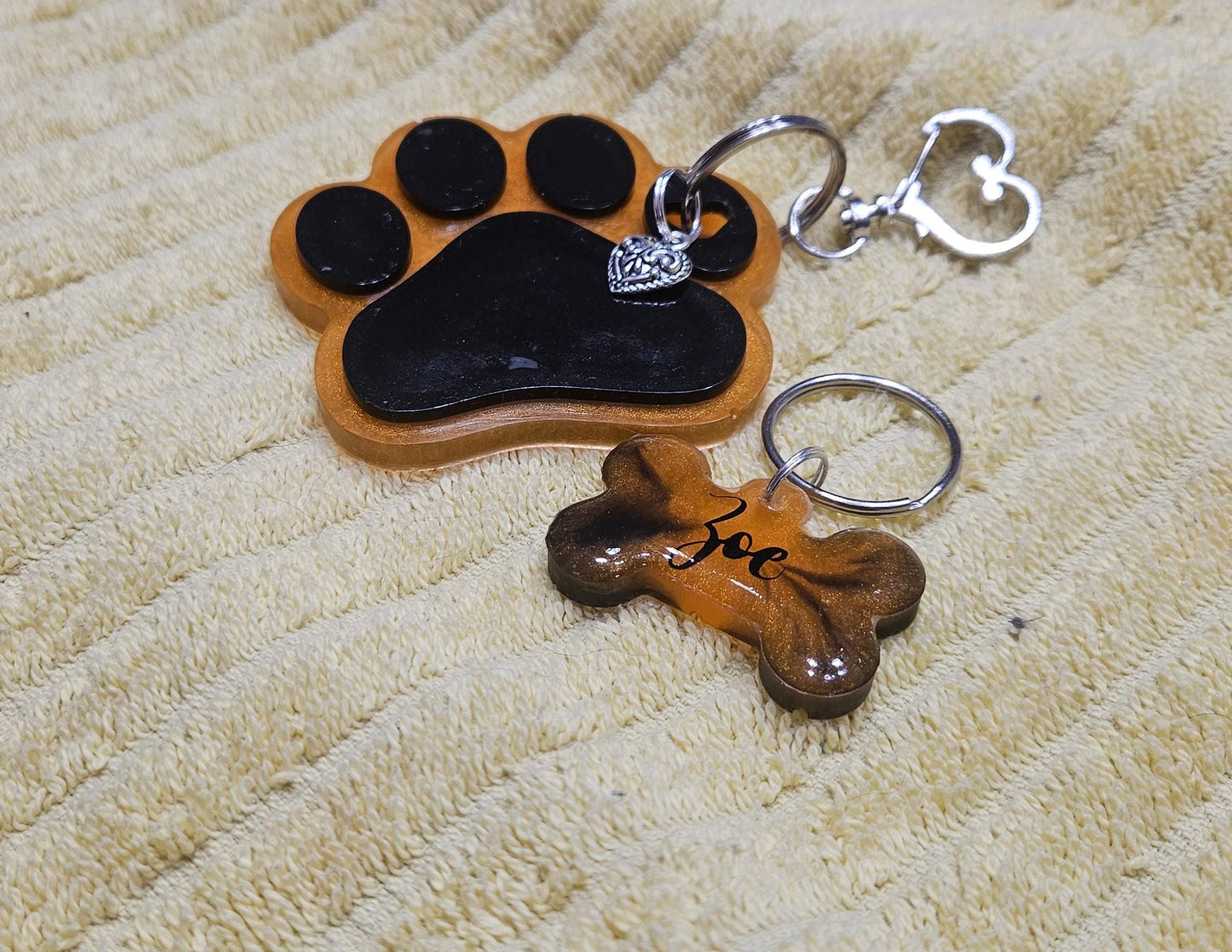 Dog Tag & Paw Keychain Bundle – Handmade Resin Gift Set for Pet Lovers